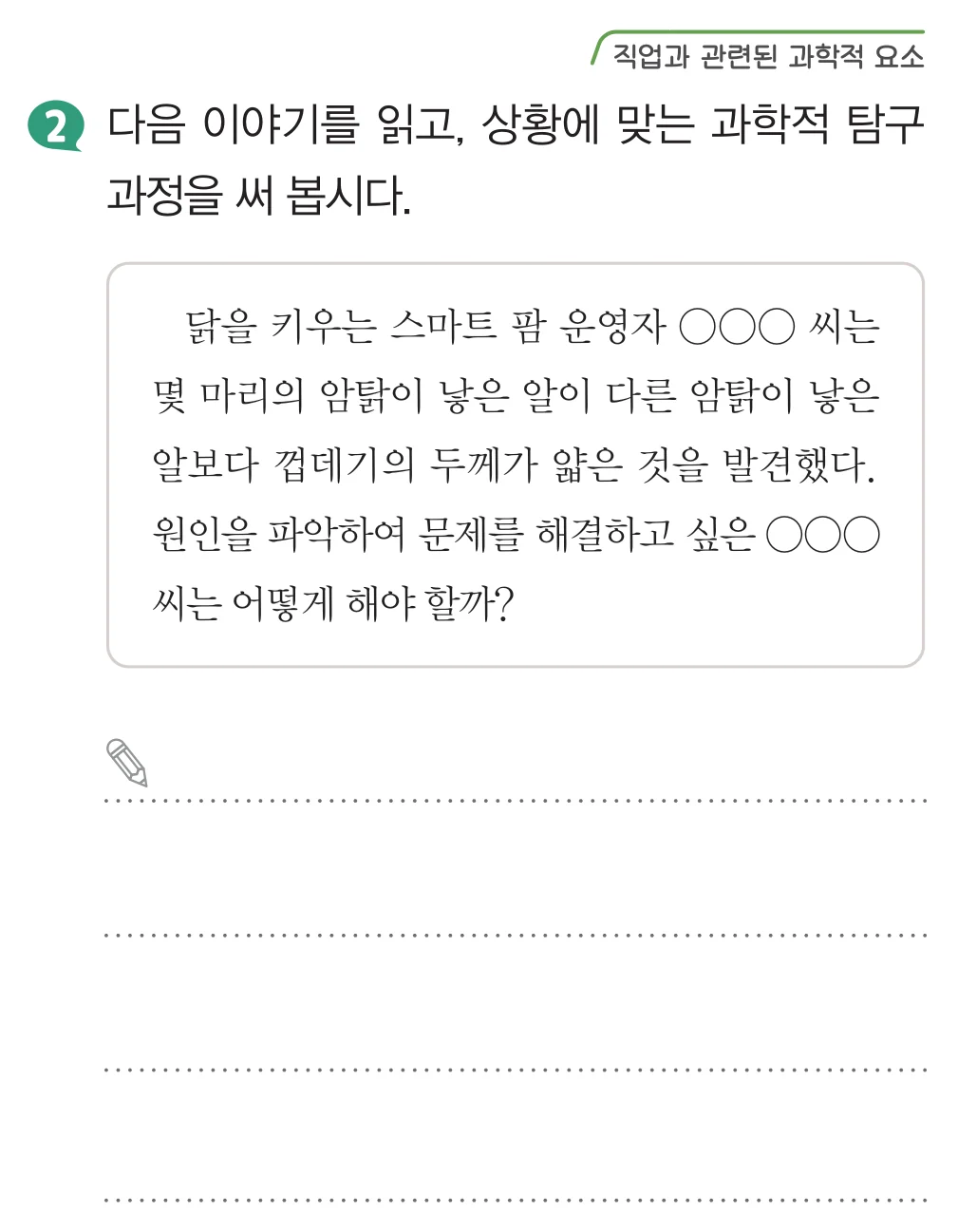 실험관찰 63쪽 2번 이야기와 쓸 칸