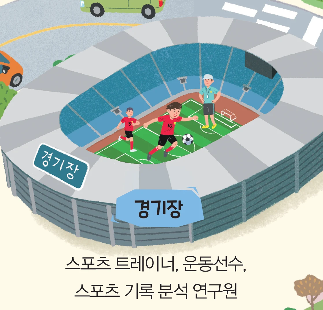 경기장 그림과 직업 이름 셋