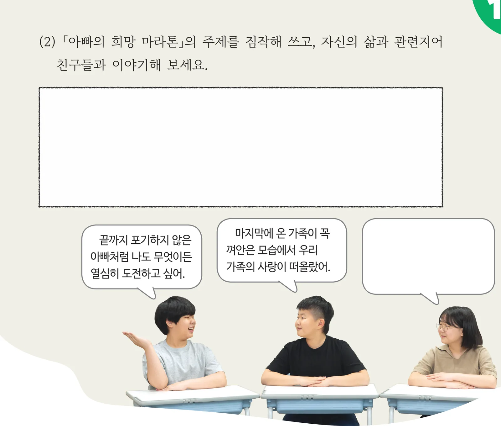 교과서 69쪽 (2) 주제 칸과 말풍선